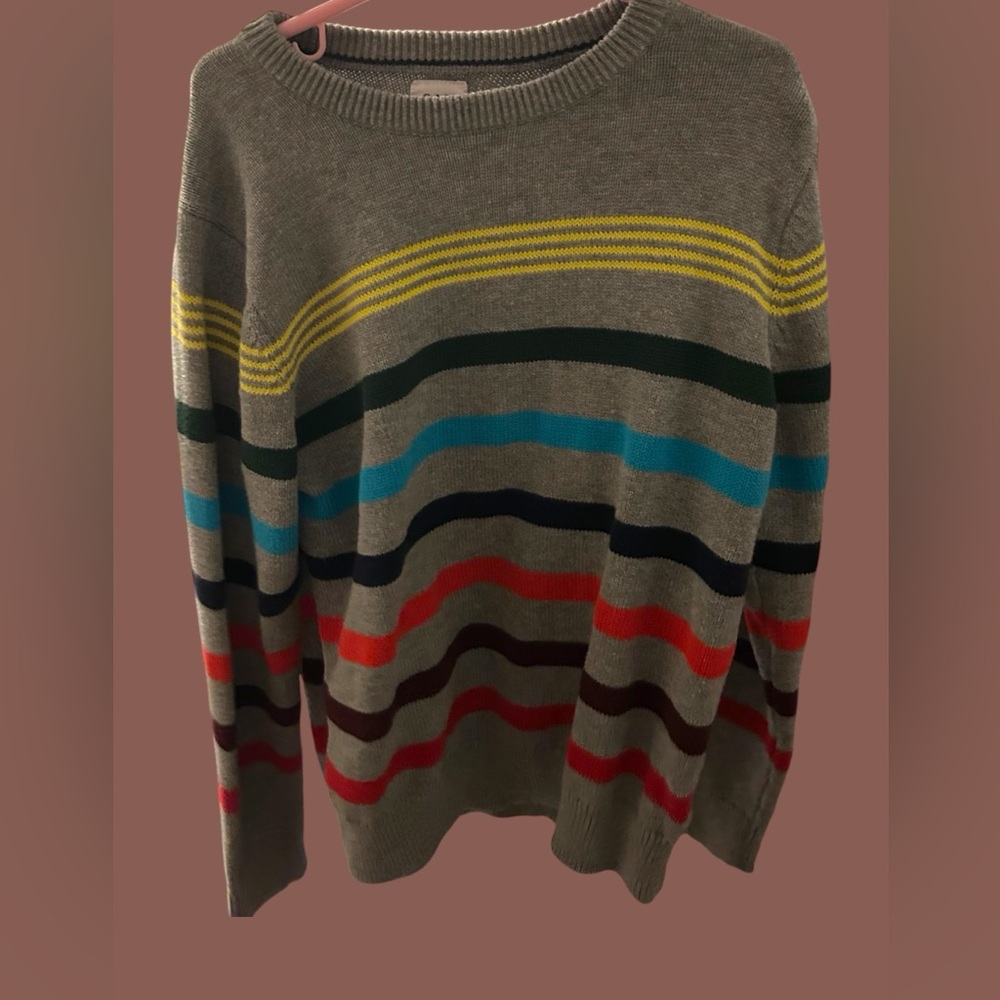 Old Navy Gray and Yellow Crewneck Sweater